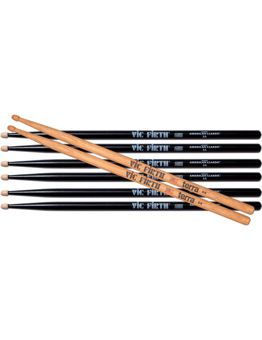 BAQUETAS VF AMERICAN CLASSIC® 5A + TERRA 5A (PACK 3 +1T)